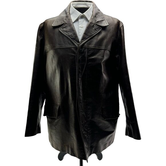 J.Crew Brown Full Grain Leather Blazer Jacket Mens Size Large